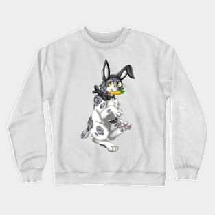 Bobtail BunnyCat: Grey Bicolor Tabby (Black) Crewneck Sweatshirt